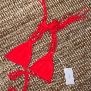 MIKOH Venezuela Crotchet Triangle Top in Red Ginger NWT
